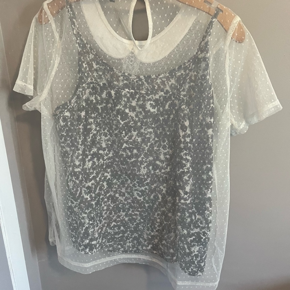 NEXT Peter Pan beaded collar sheer overlay 2 piece set XL coquette - Picture 7 of 7